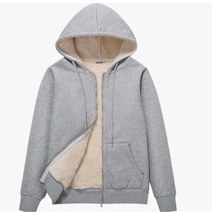 Gray Hooded Jacket with Cream fleece Lining